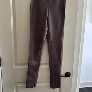 Women's Brown Leather Leggings Pants